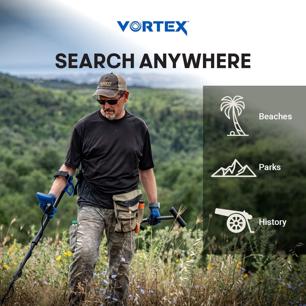 Çanakkale Garrett Vortex VX5 Dedektör - Vortex ekran düzeni, hedef ID okumayı sade tutarak yeni kullanıcıyı hızlandırır.