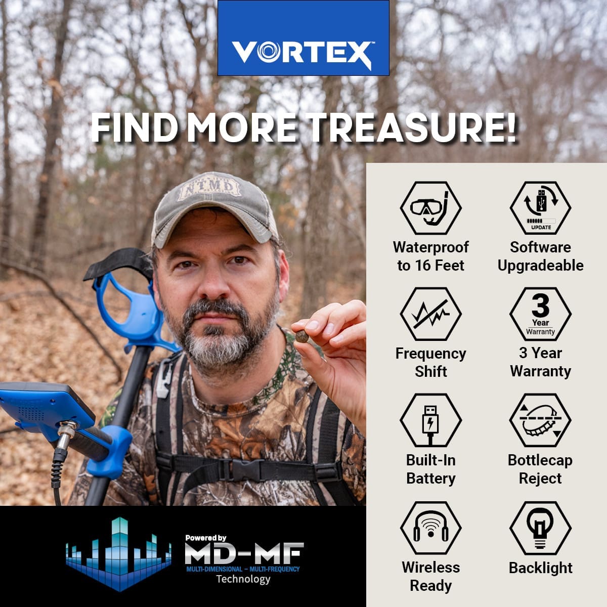 Çanakkale Garrett Vortex VX7 Dedektör - Vortex VX7, sahil, park ve tarla arasında geçiş yapan kullanıcı için dengeli güç noktasıdır.
